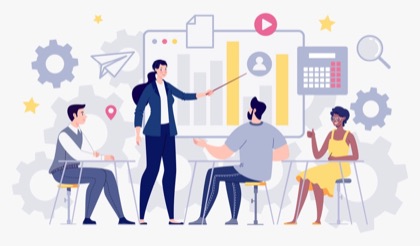 Illustration of a supported automotive business team