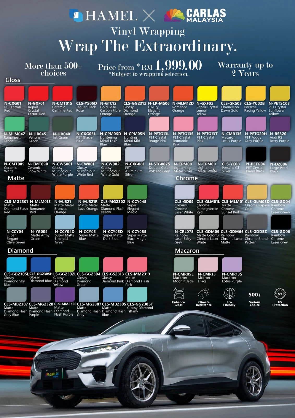 Hamel x Carlas colour wrap chart, 500+ colours